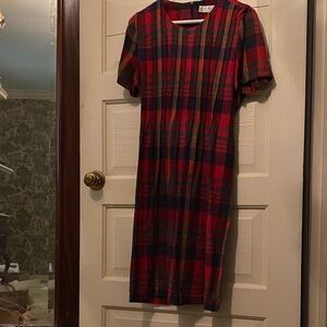 Vintage Petite Plaid Short Sleeve Dress